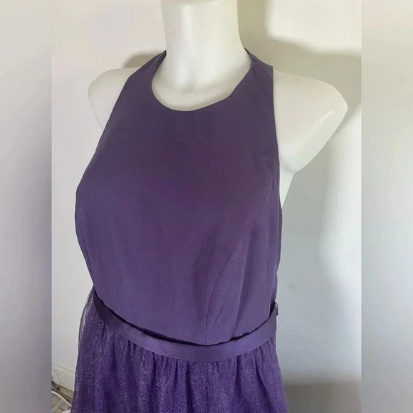 Vera Wang Bridesmaid Amethyst Purple‎ Racer Back High Neck Dress Plus Size 18 - Picture 4 of 12